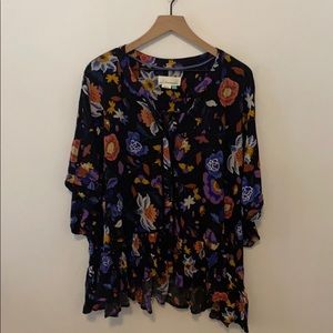 Anthropologie Plus Size Josie Dolman Floral Blouse